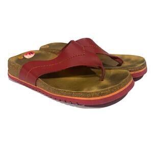 Tabarca Thong Sandals Red Leather Cork Footbed Slide Comfort Women's Size 10